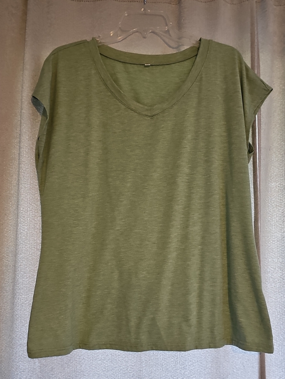 Women’s V-Neck Short Sleeve Top - Olive Green